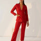 Iconic - Red Blazer With Straight Pants (Set)
