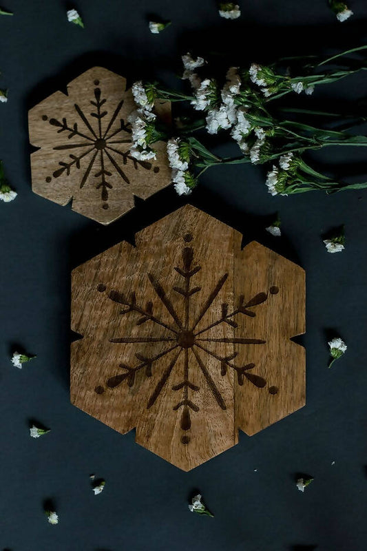 Trivets Wooden Flower Carved
