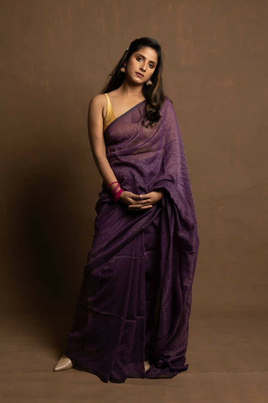 Purple Story Zari Stripes Saree