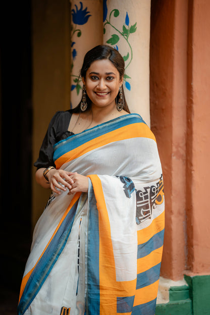 Sab Moh Maya Hai Quirky Print Chanderi Saree