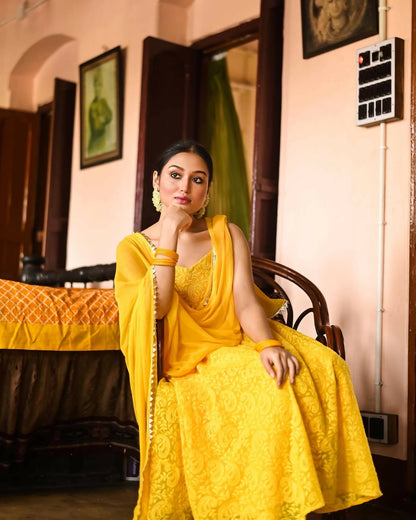 Pihushree Yellow Anarkali Kurta