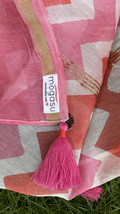 Sheem Pink Hand Printed Saree