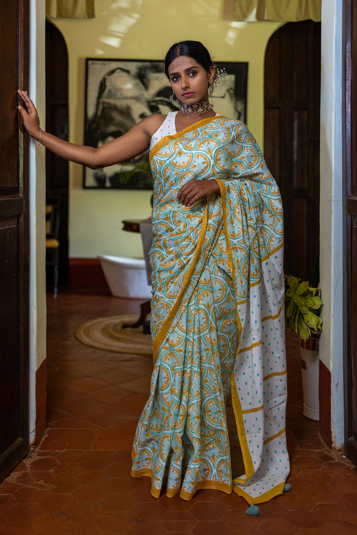 Pankha Mul Cotton Yellow Saree