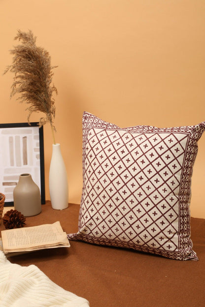 Espresso Wine Cushion Cover - Block Printed