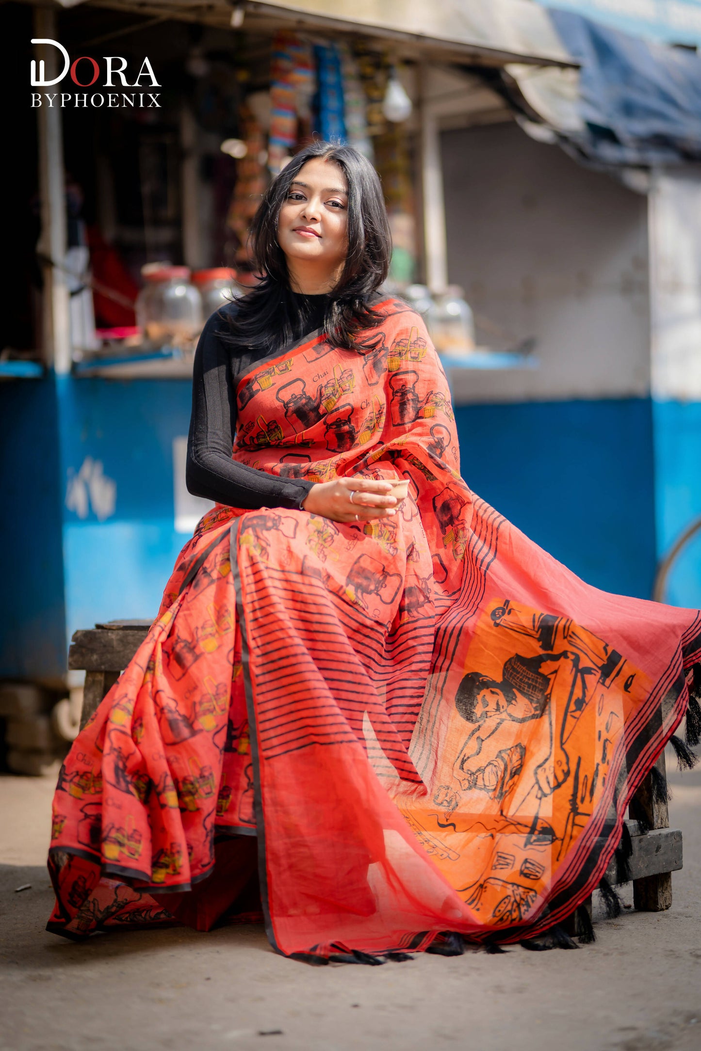 Garam Chai Cotton Printed Saree