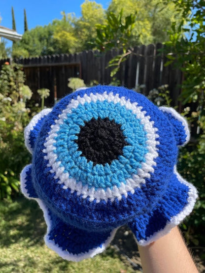 Evil Eye Crochet Bucket Hat