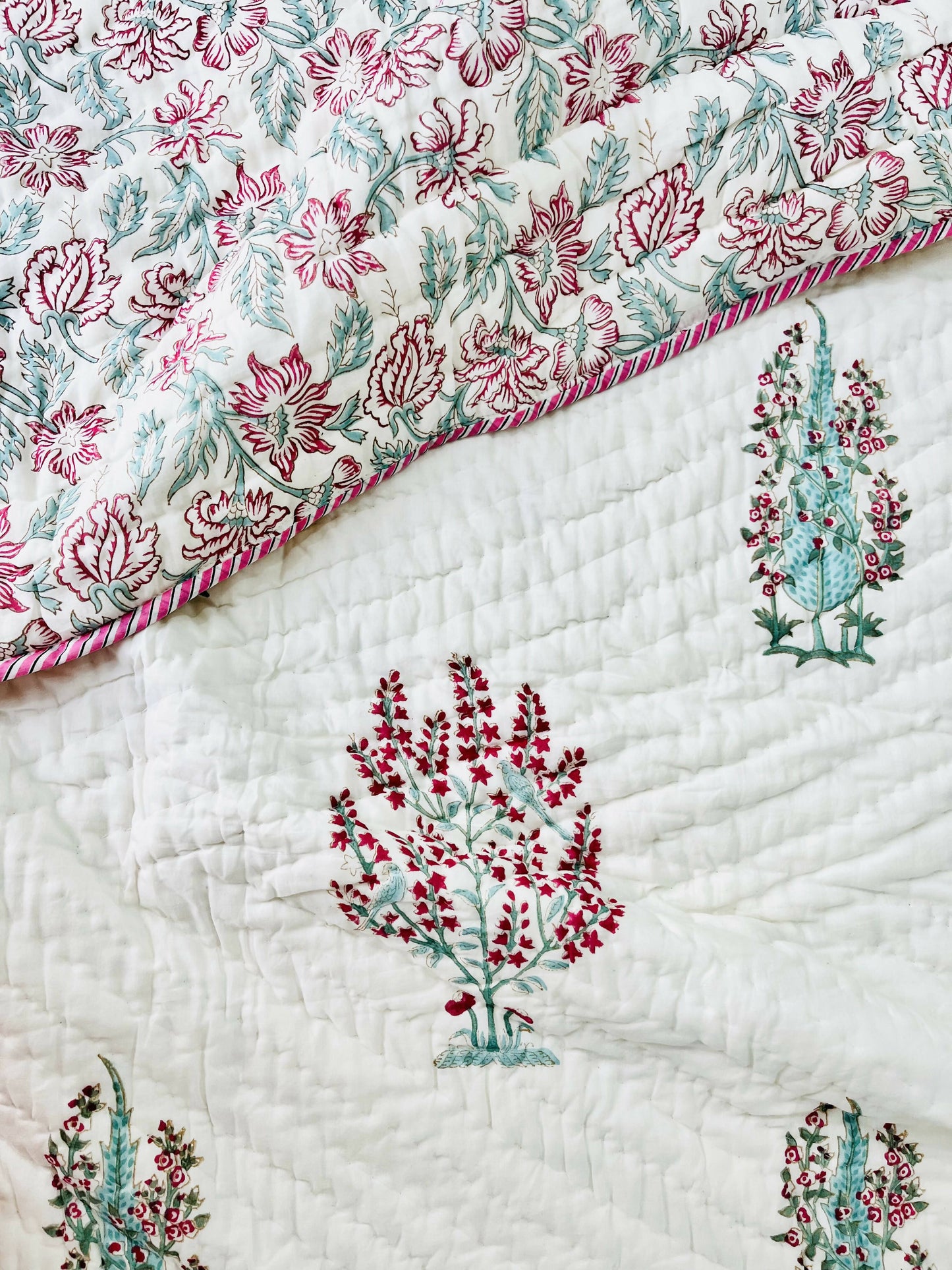 Panchi Hand Block Print Reversible Quilt