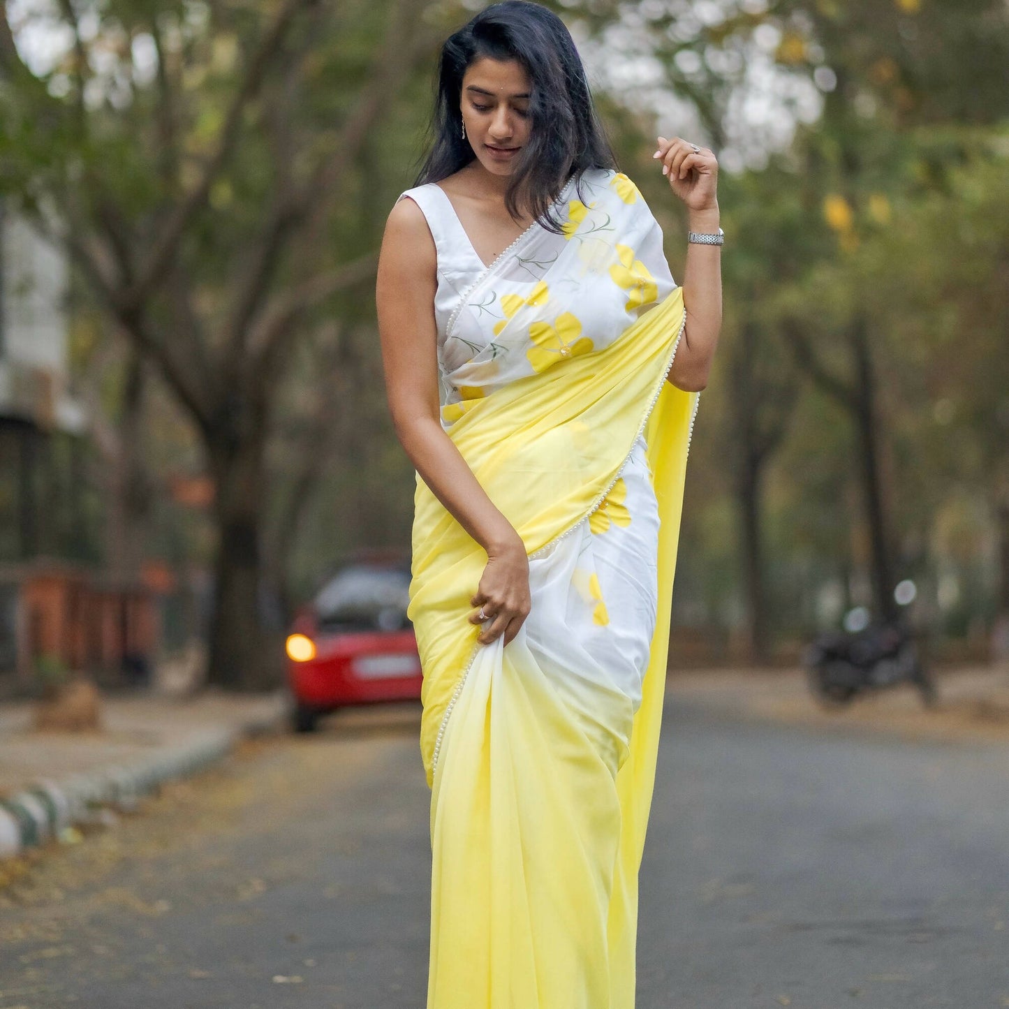 Ombre Saree In Yellow