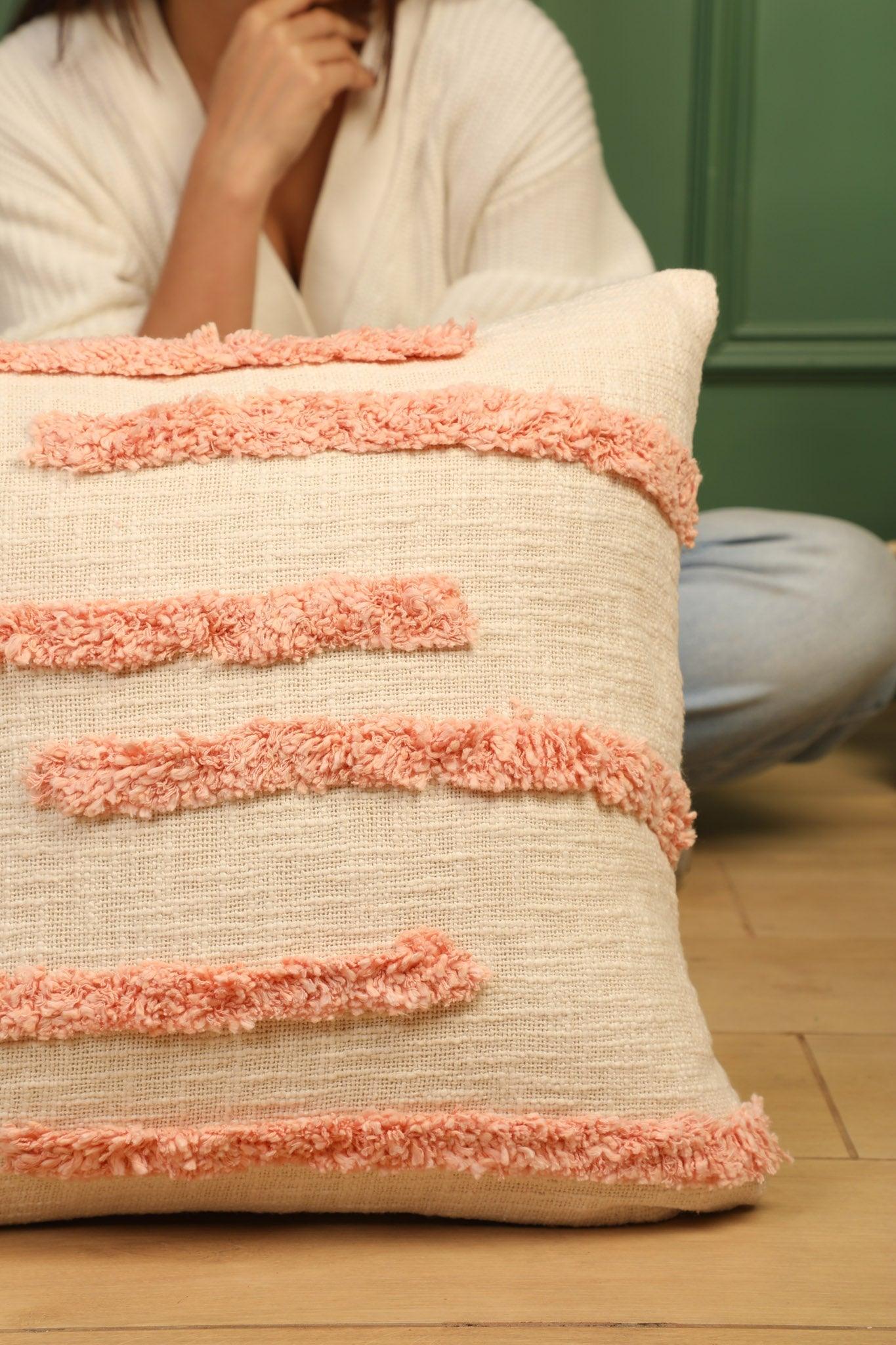 Fuzzy Peach Cushion Cover - Hand Embroidered