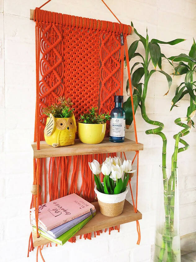 Intricate Macrame Double Wall Shelf