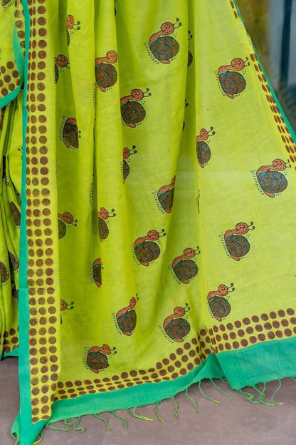 Snail Cotton Printed Saree