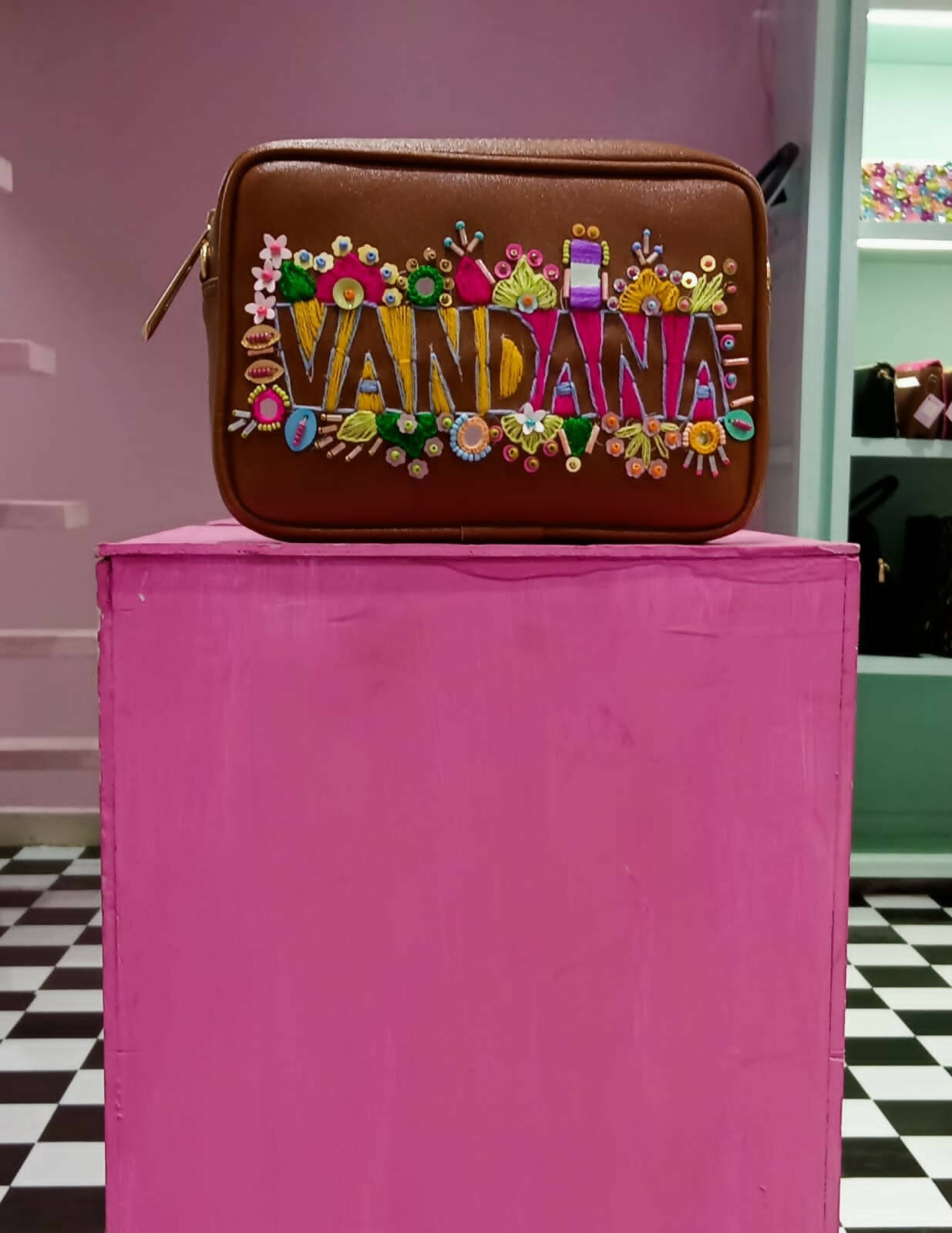 Oh My Name Waist Pouch Bag Dark Brown Leather - Main Image