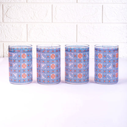 Geometric Blue and Orange Glass Tumblers