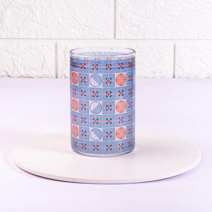 Geometric Blue and Orange Glass Tumblers