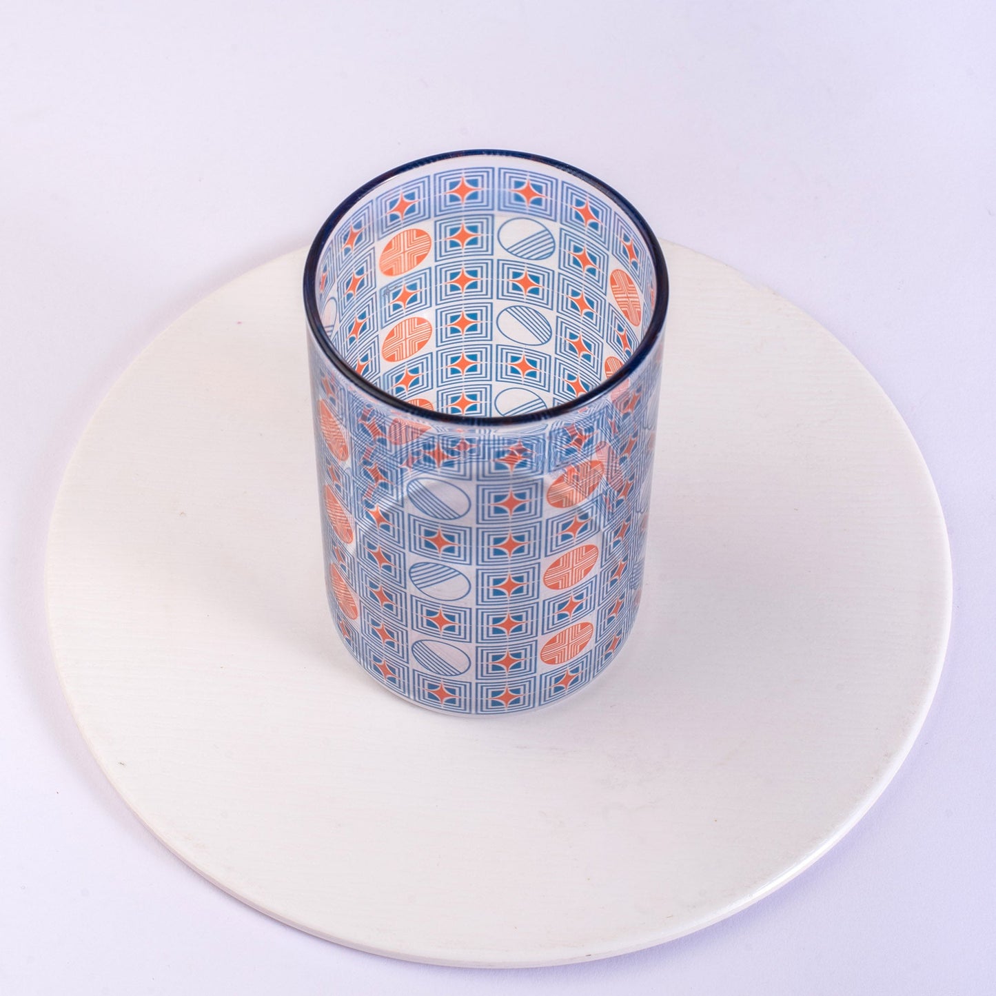 Geometric Blue and Orange Glass Tumblers