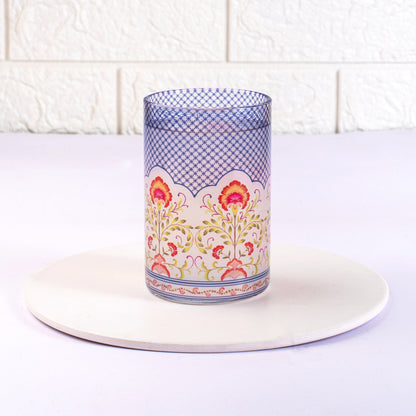 Floral Jali Print Glass Tumblers