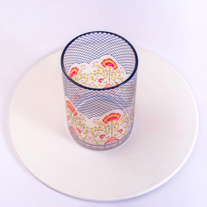 Floral Jali Print Glass Tumblers