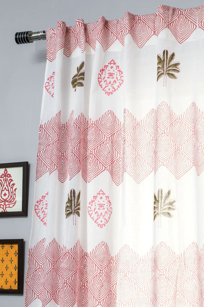 Gleaming Zigzags Handblock Printed Cotton Window Curtain