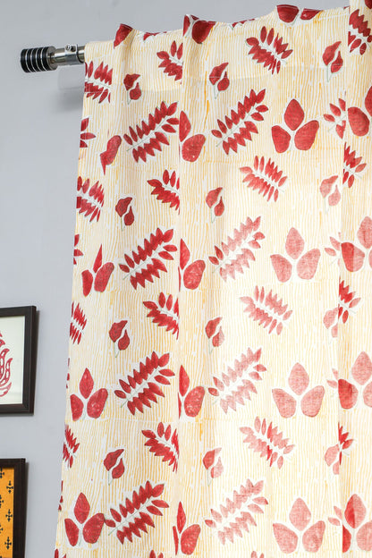 Glow of Autum Handblock Printed Cotton Window Curtain