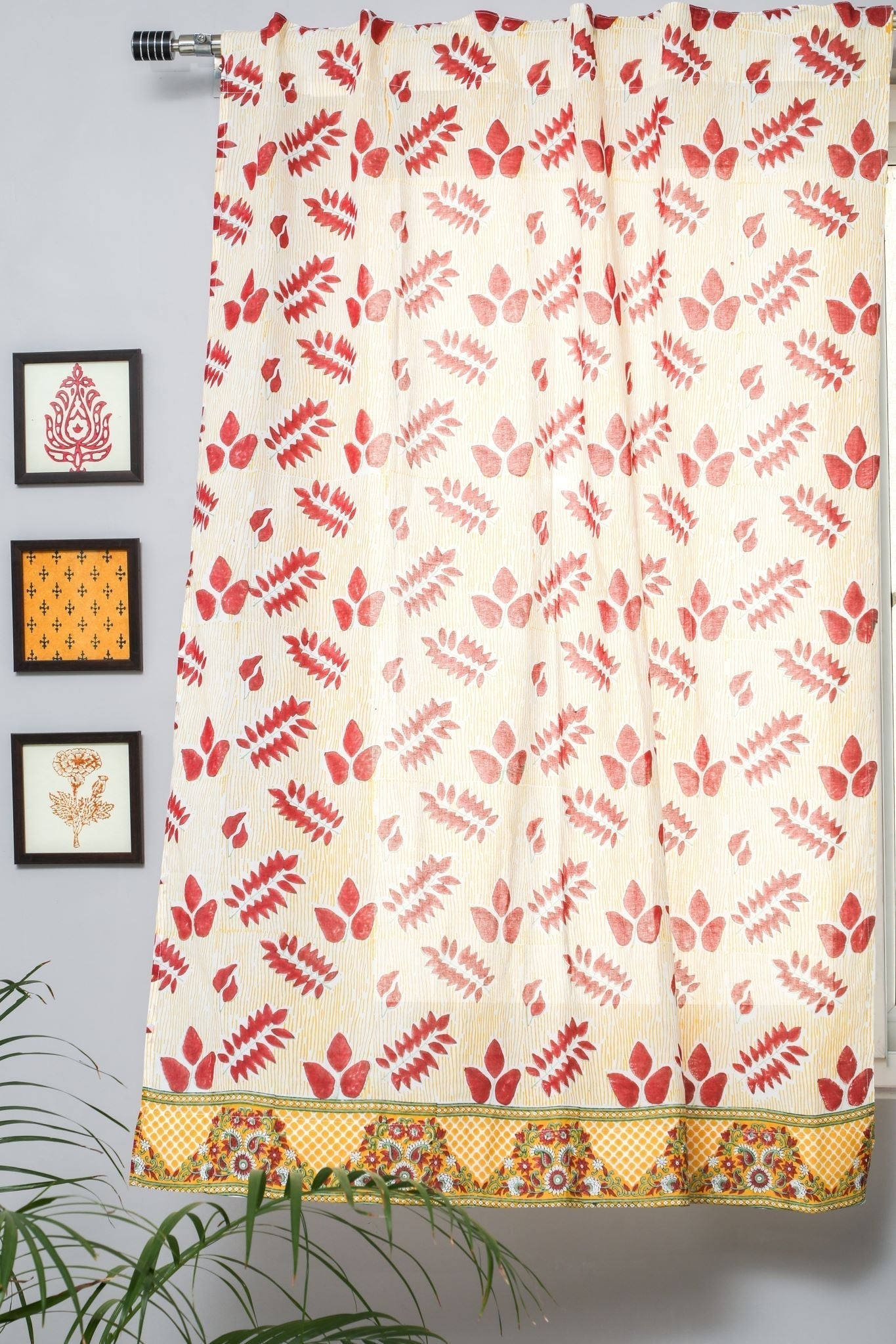 Glow of Autum Handblock Printed Cotton Window Curtain