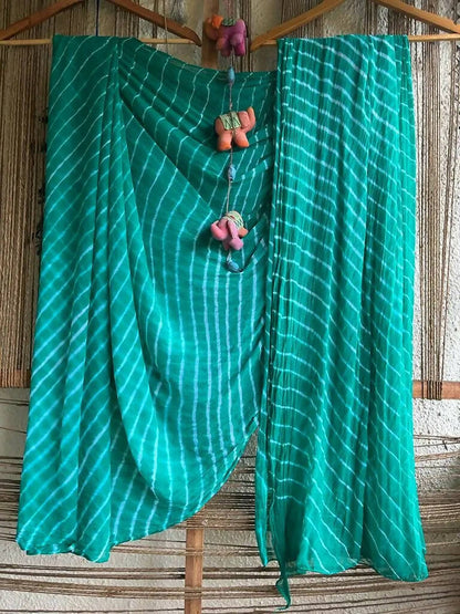 Leheriya Handcrafted Chiffon Saree