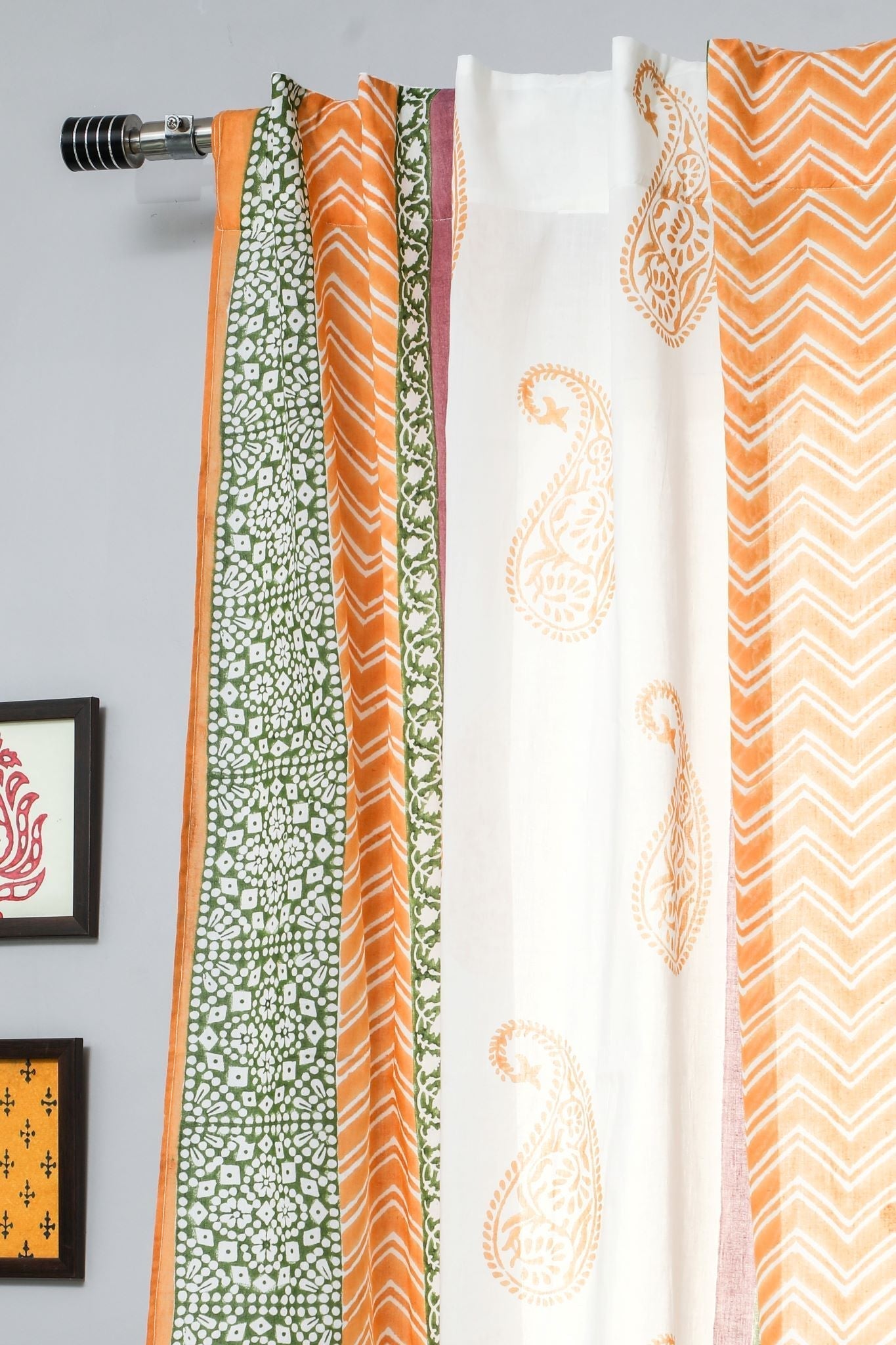 Golden East Handblock Printed Cotton Window Curtain