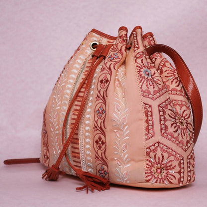 Artisan-Crafted Embroidered Drawstring Bag