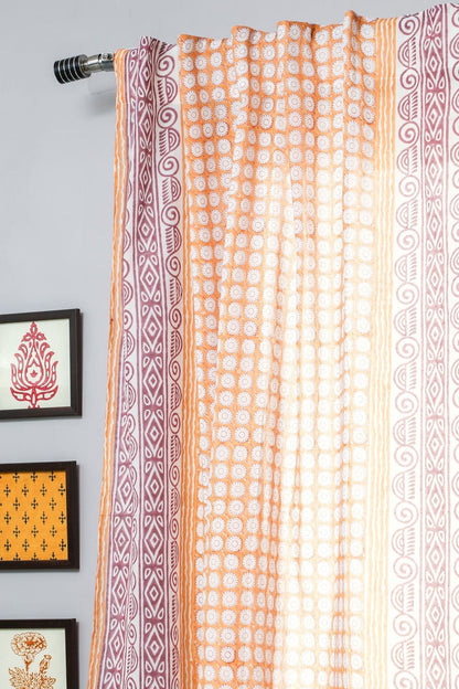 Harvest sun Handblock Printed Cotton Window Curtain