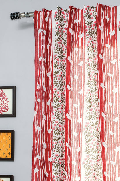 Haven Glazing Handblock Printed Cotton Window Curtain