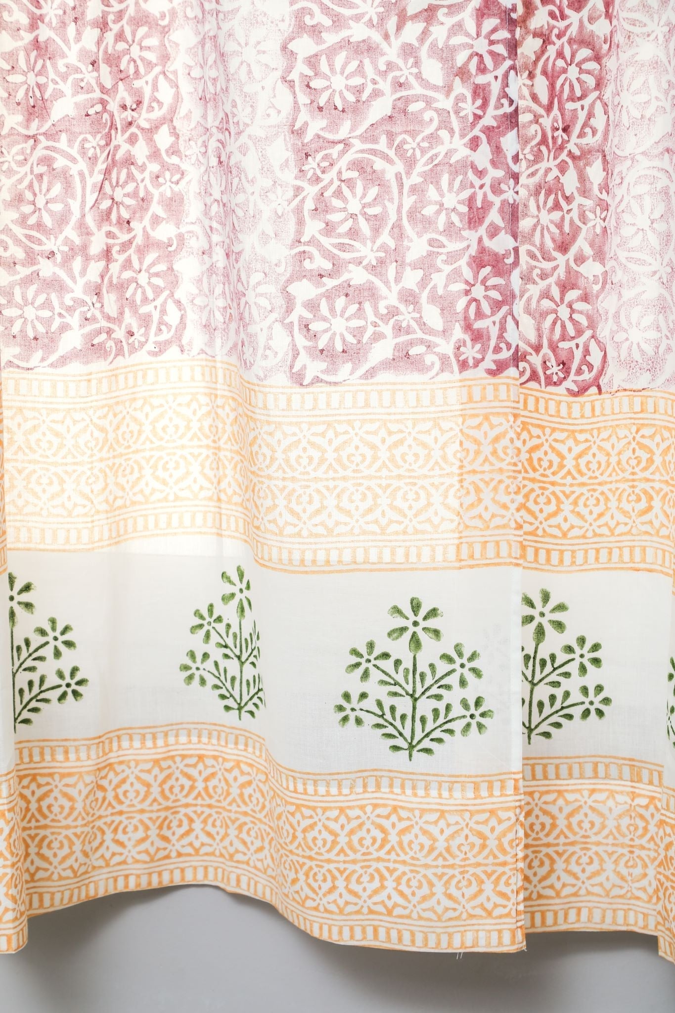 Heavenly Homeland Handblock Printed Cotton Window Curtain