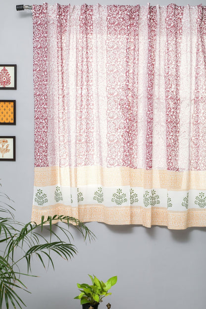 Heavenly Homeland Handblock Printed Cotton Window Curtain