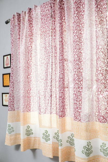 Heavenly Homeland Handblock Printed Cotton Window Curtain