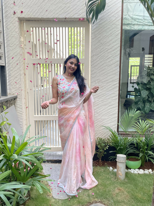 Seher Pink Organza Saree