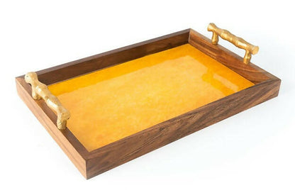 Wooden Tray - Water Colour Yellow