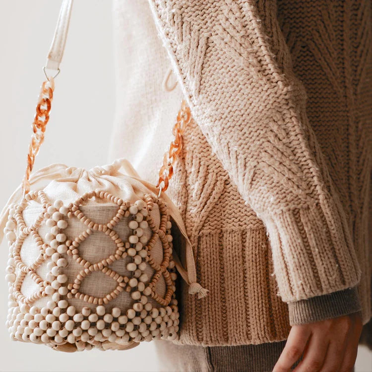 Boho Bead Bucket Bag