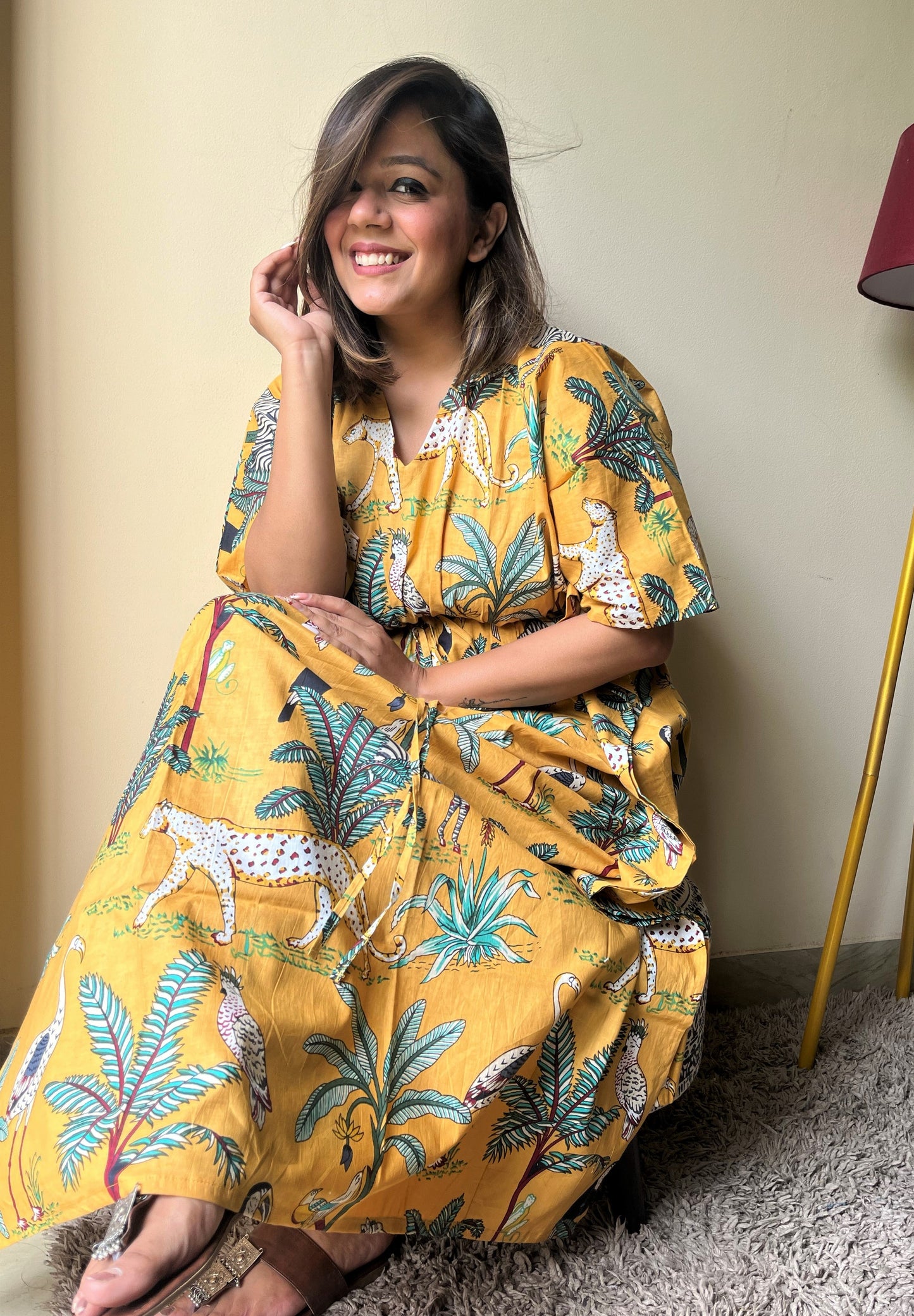 Jungle Joy Kaftan (mustard)