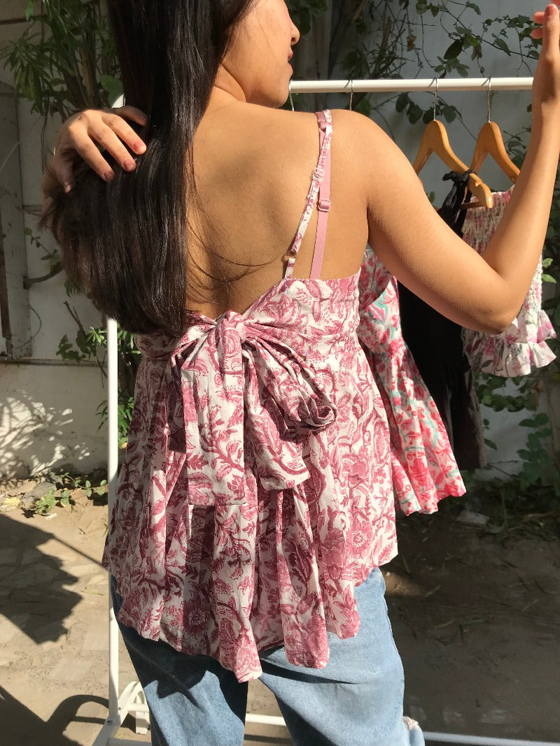 Dusty Rose Back Tie Lisa Top