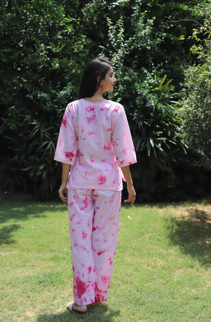 Warm Love Pink Tie dye Cotton Kurta Set