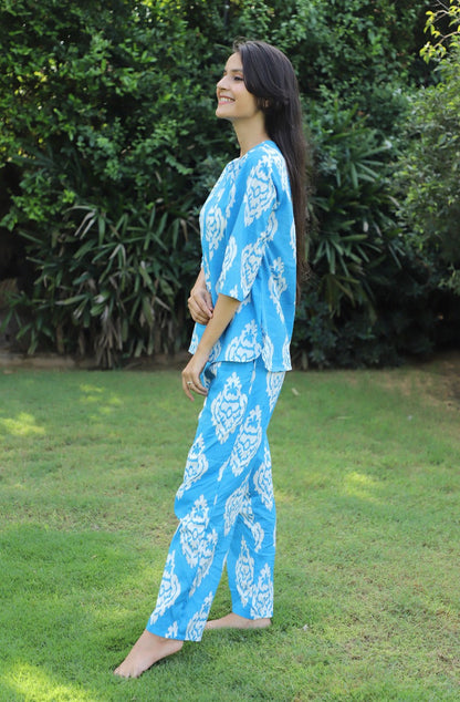 Belly Flop Ikat Print Cotton Kurta Jammies 2 pc set