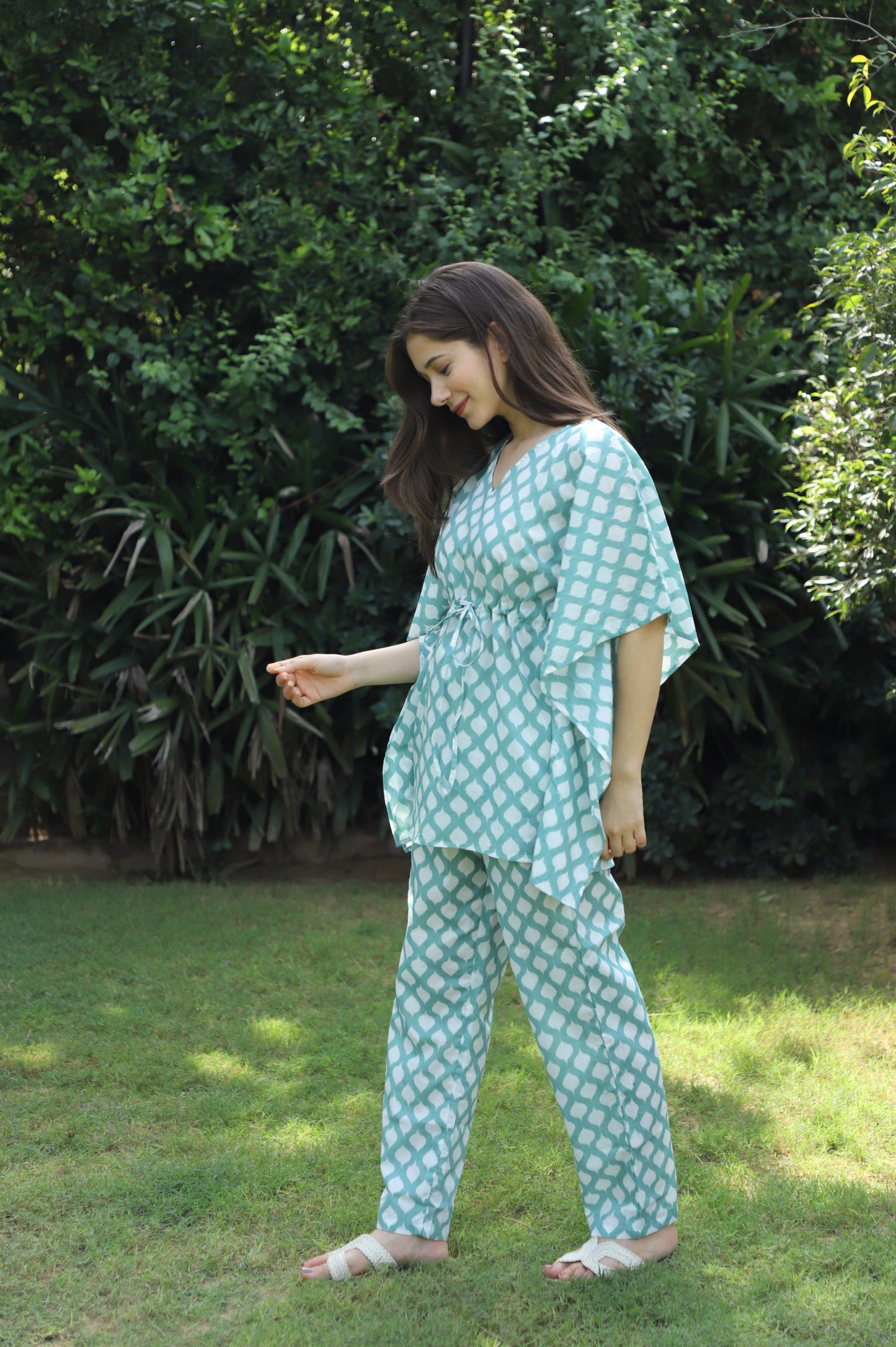 Dramatic Ikat Cotton Kaftan Jammies Set