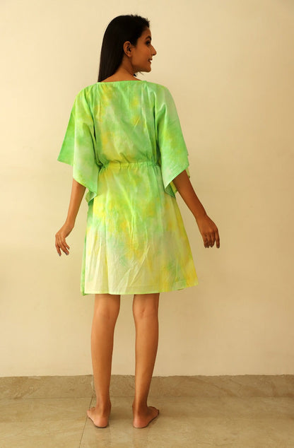 Marigold Tie Dye Short Kaftan Dress