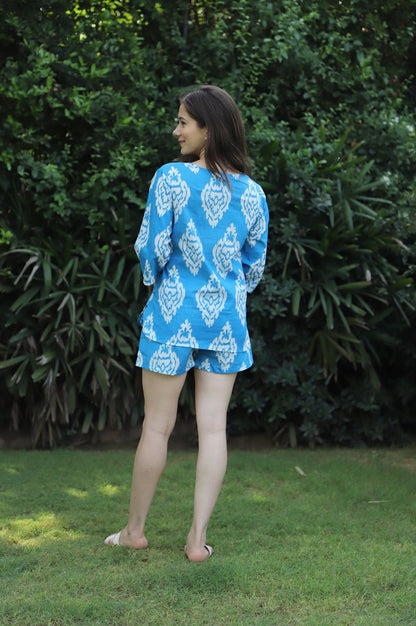 Iris IKAT print Cotton Kurta Shorts Set