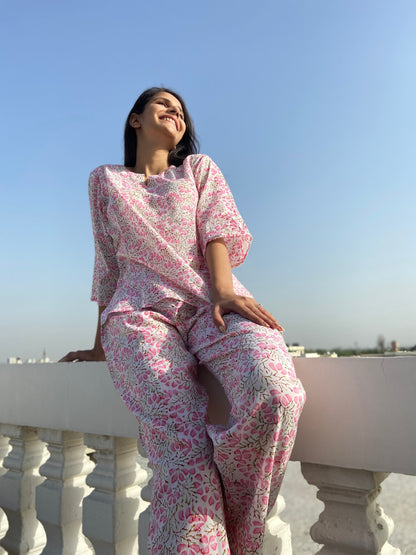 Minari Hand Block Printed Kurta jammies Set