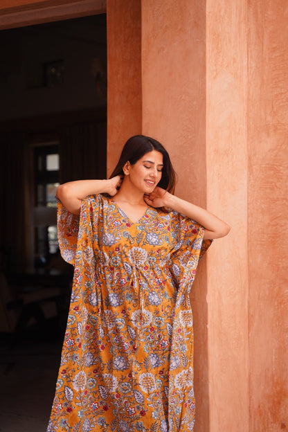 Gigi Hand Block Cotton Kaftan