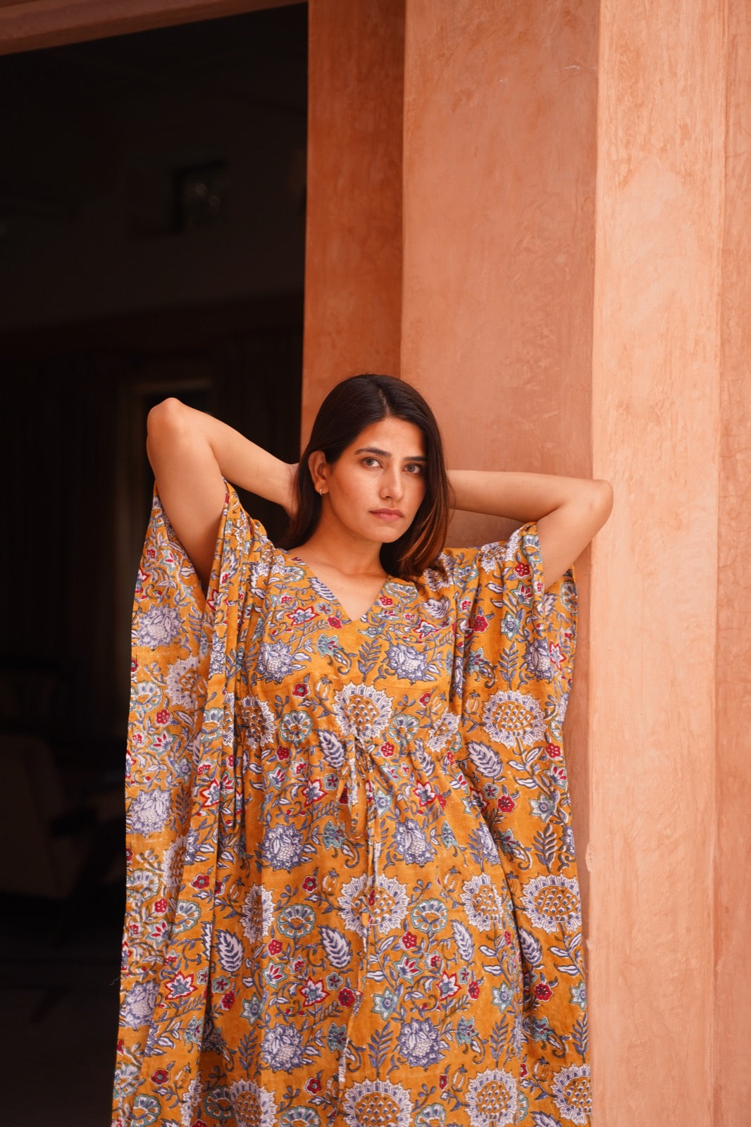 Gigi Hand Block Cotton Kaftan