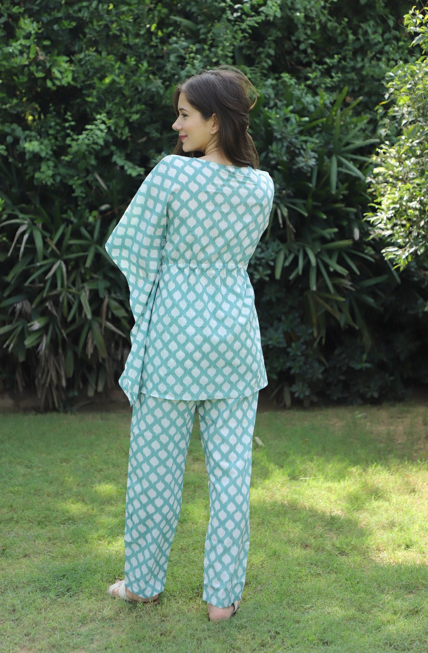 Dramatic Ikat Cotton Kaftan Jammies Set