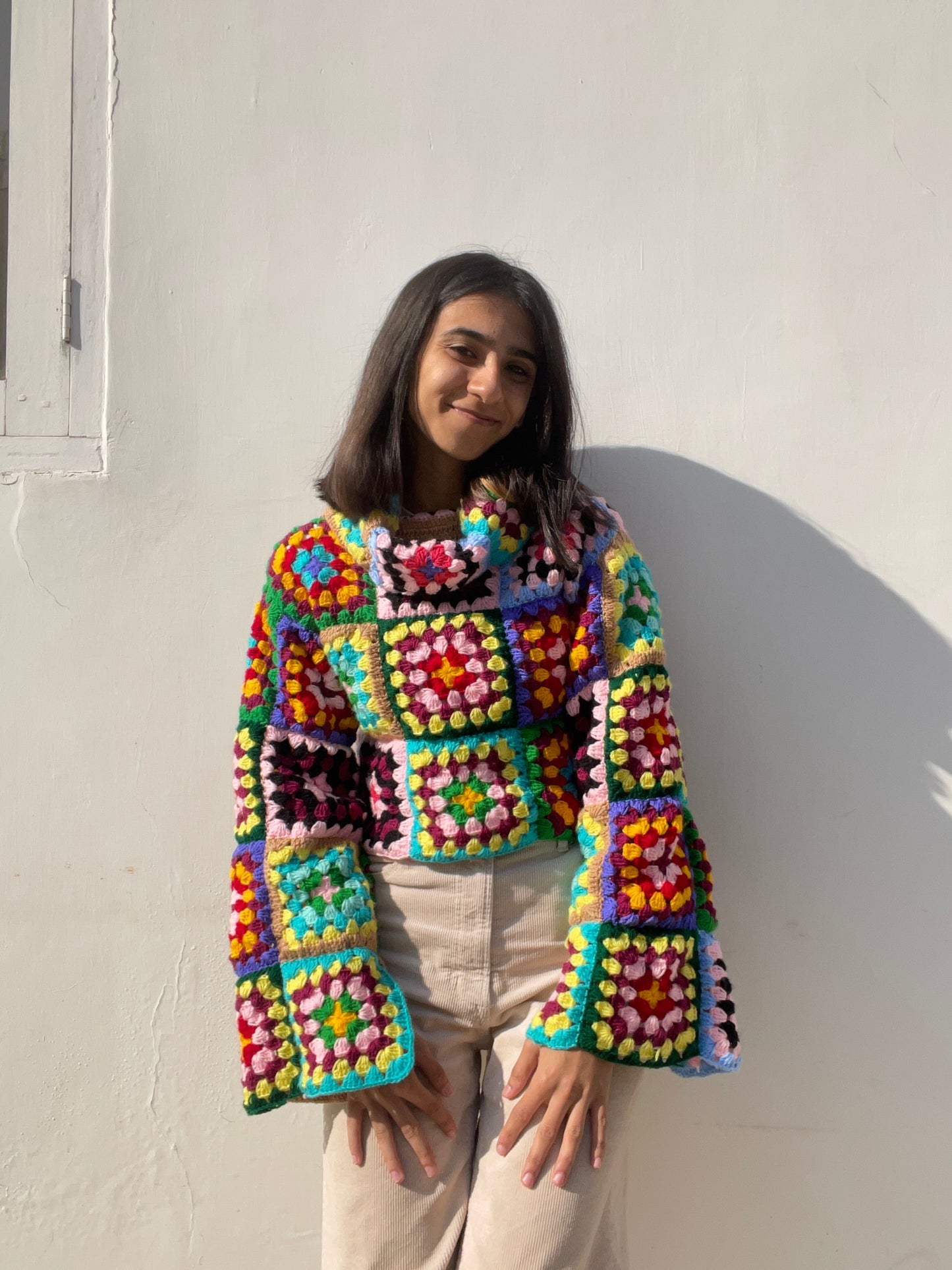 Granny Square Cowl Neck Pull Over