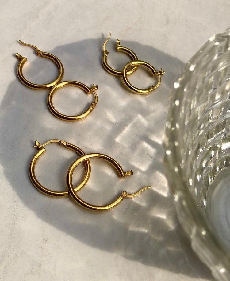 Gold Brass Waterprood Hoops