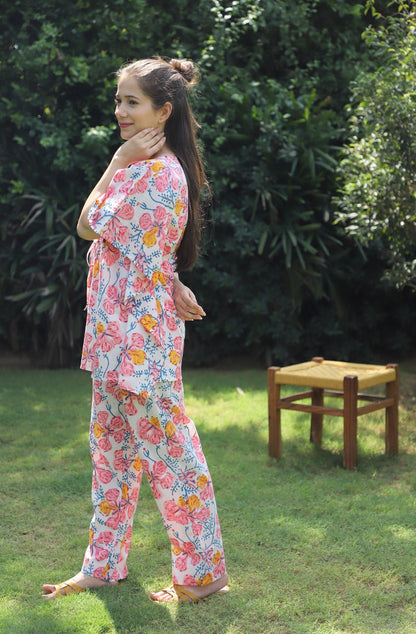 Cotton Daytime Hand Block printed Kaftan Jammies