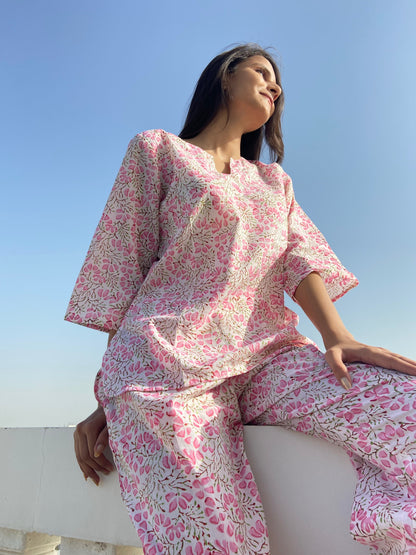 Minari Hand Block Printed Kurta jammies Set